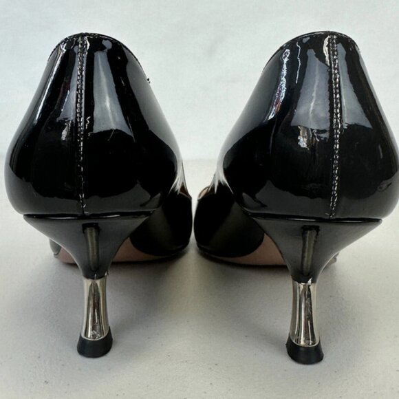 PRADA Leopard Print Ombre Black Patent Leather Kitten Pumps 38.5 - Picture 3 of 6